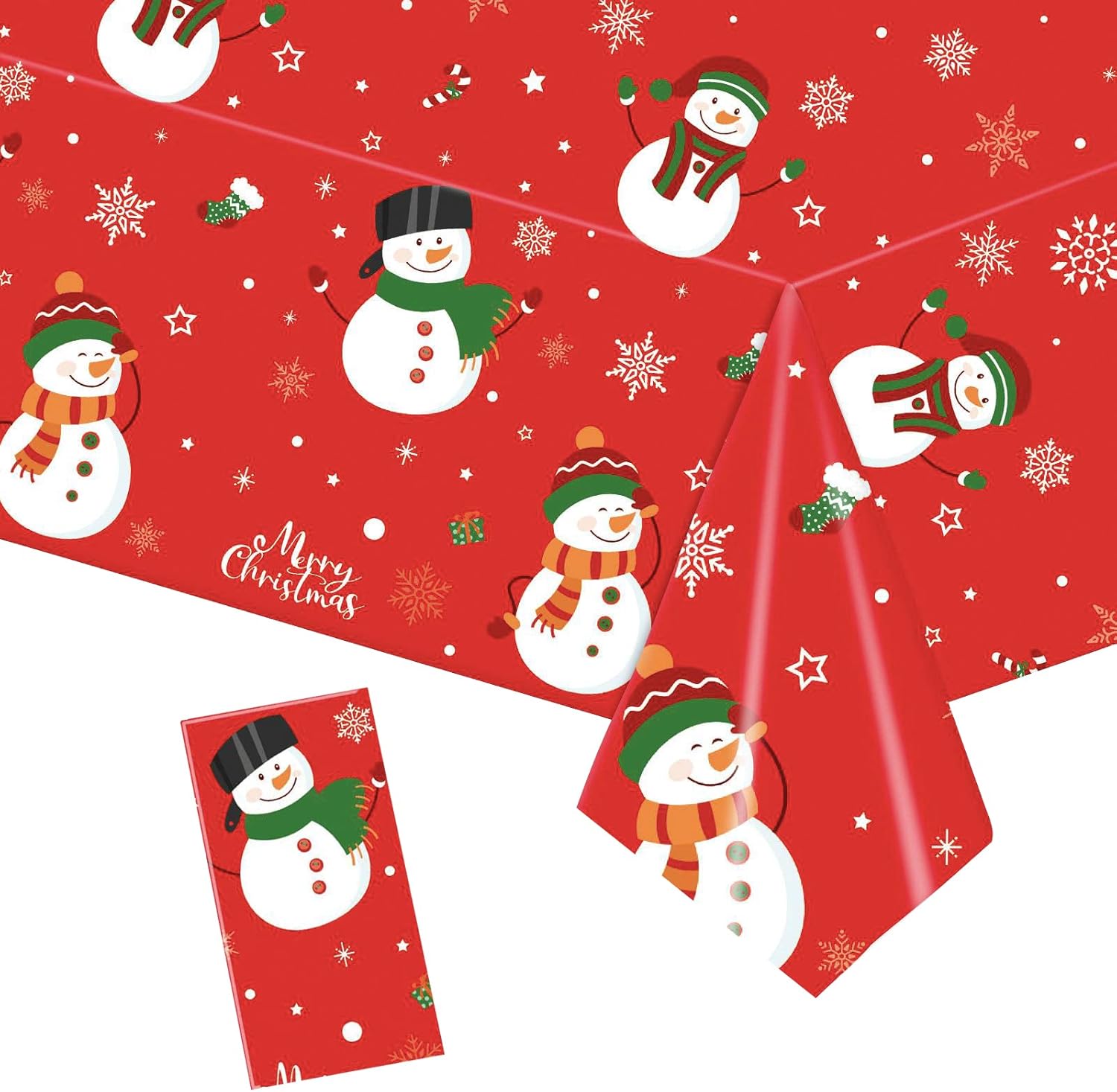 POPOYU Christmas Table Cloth Party Disposable Tablecloths,Red and