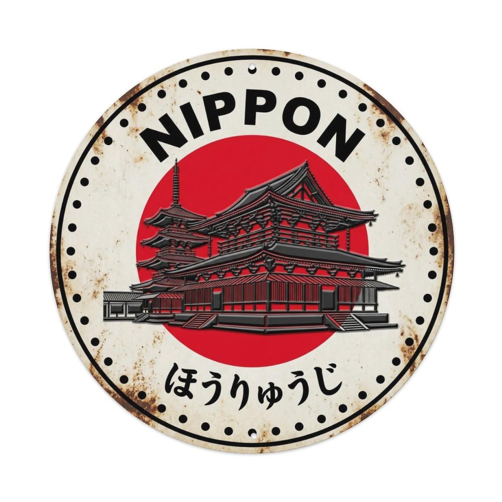 Horyuji Temple Nippon Ancient Heritage Landmark Metal Tin Sign