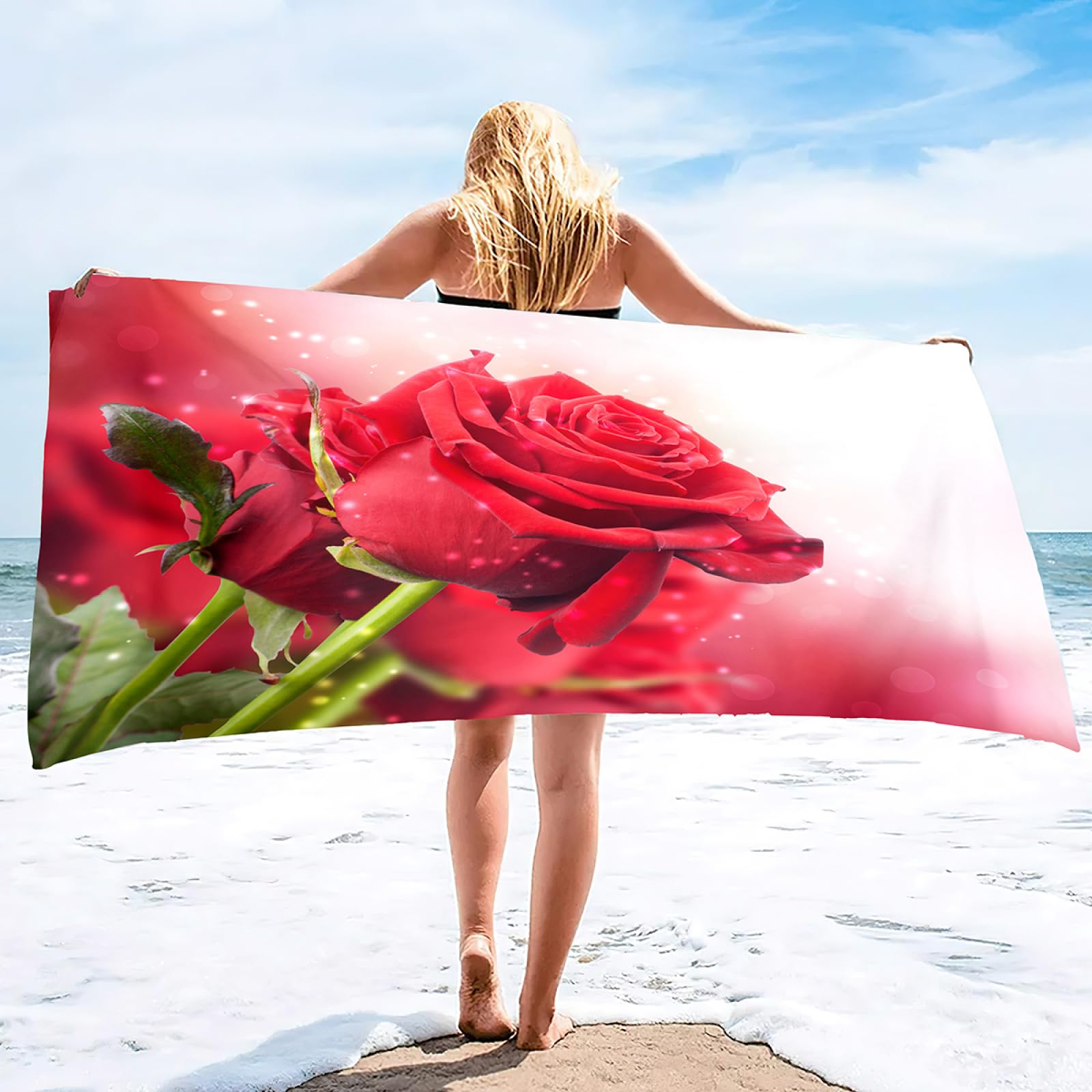 Snabb torr strandhandduk Rose Flower Handduk Sandless vattentät strandhandduk mikrofiber strandhandduk Pool Resor Simning