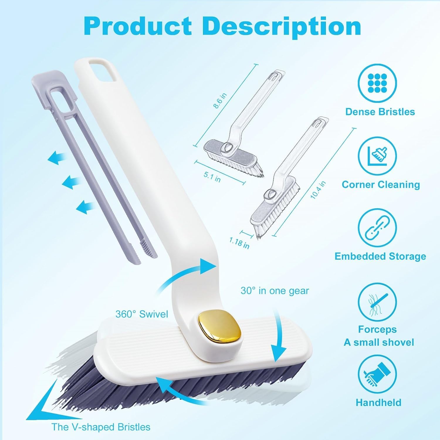 AFPIN- Multi Purpose Plastic- Bathroom Cleaning Brush | Tiles Cleaning Brush | Hard Bristle 360 Degree Rotation- Kitchen Floor Cleaner | Kitchen Cleaning Brush