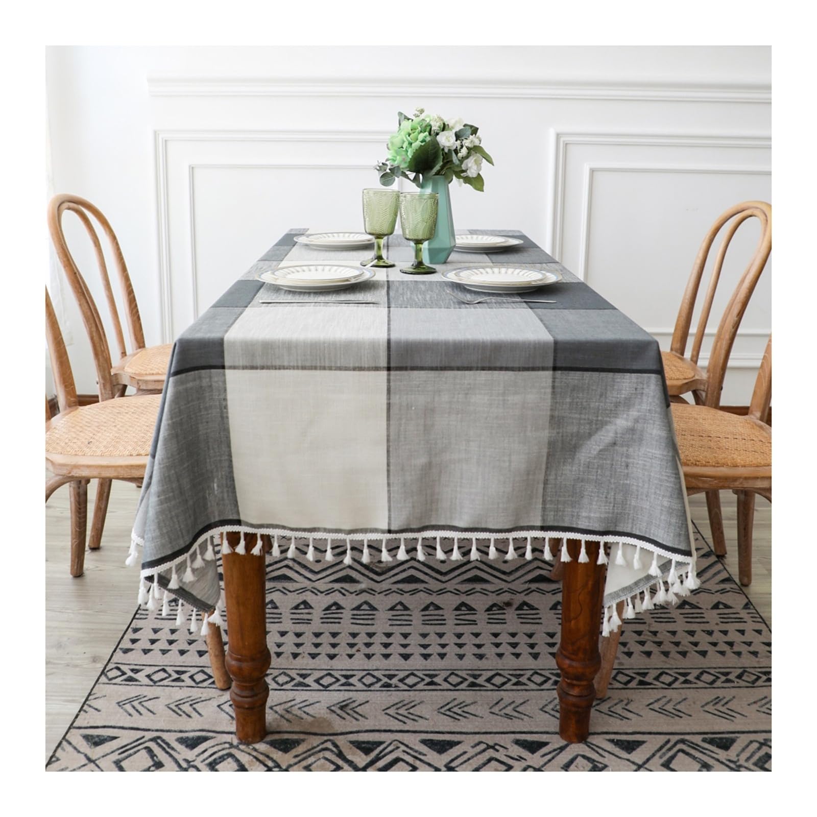 Nappe en polyester de qualité grise à carreaux style élégant 110x170 cm