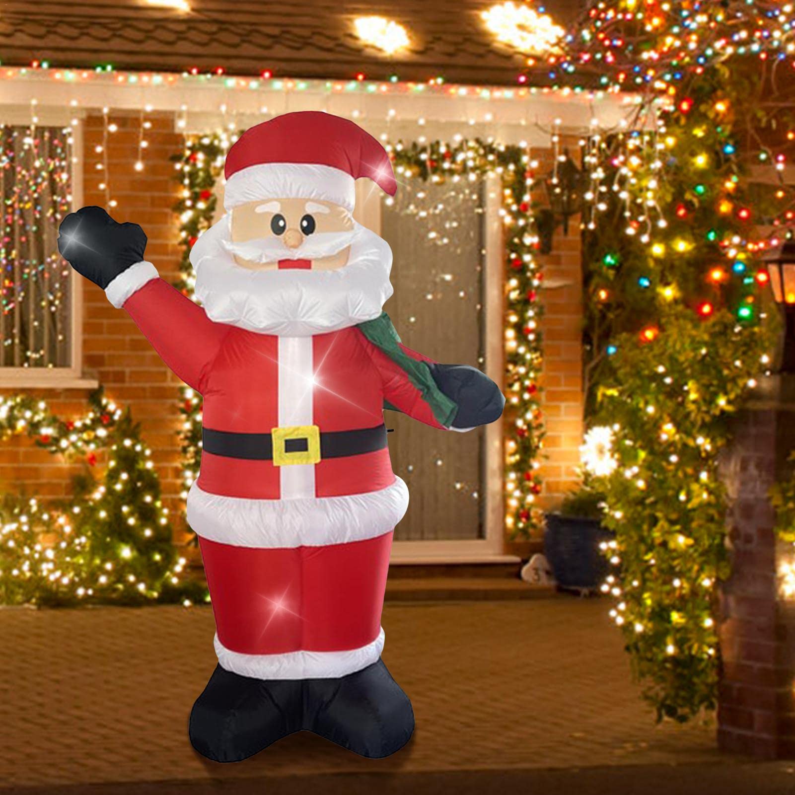 エアー光るサンタクロース クリスマス 屋外 膨張式 空気充填 LED 防水2m