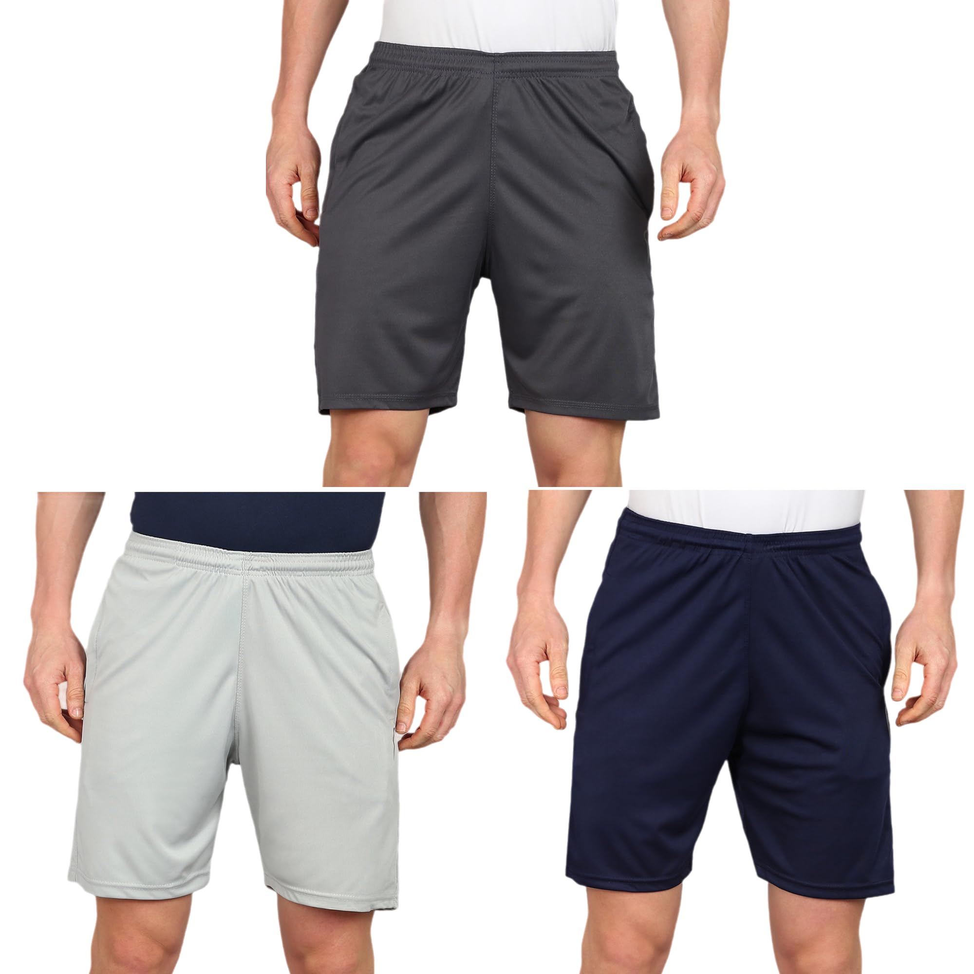 btmz Men's Quick Dry Lightweight Sports Shorts with Zipper Pockets | Comfortable All-Day Casual Wear Shorts for Basketball, Gym, and Running (SET of 3)-picture-3