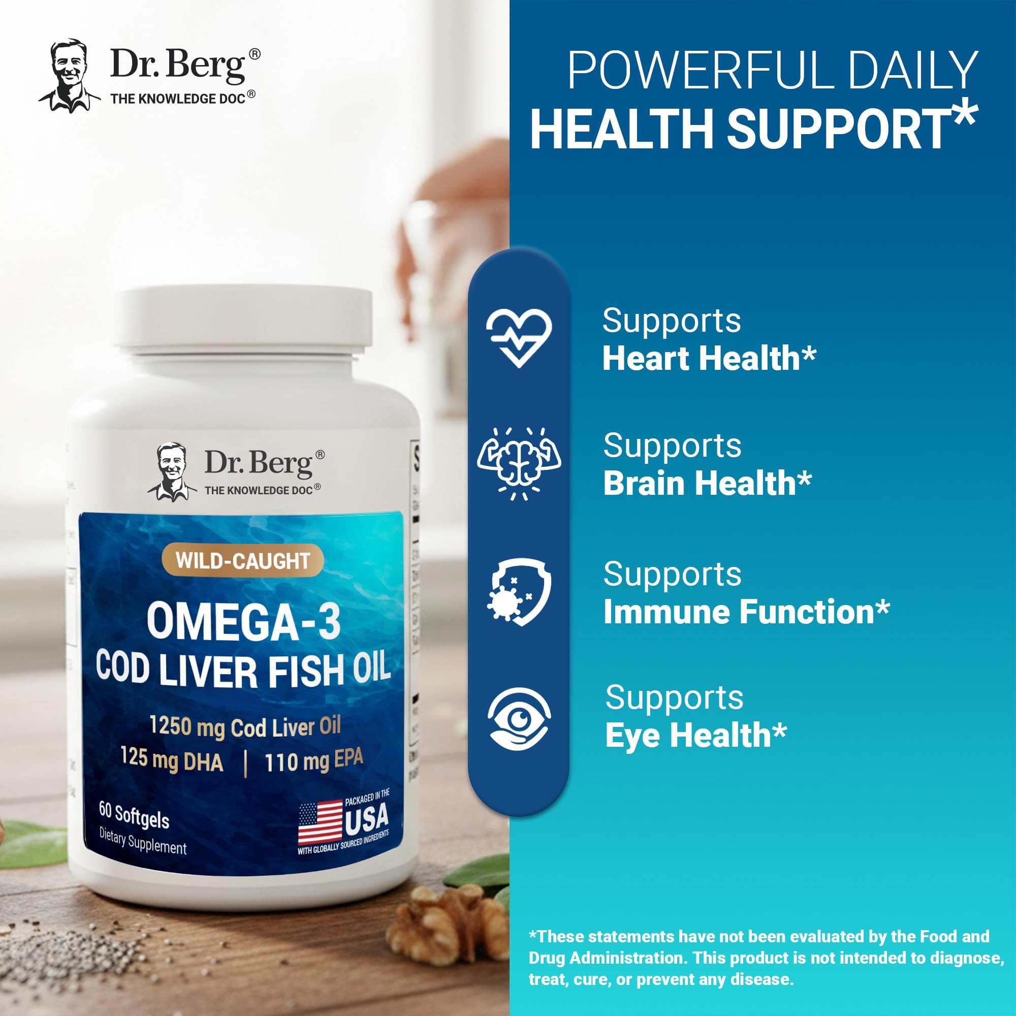 Dr. Berg Omega-3 Cod Liver Fish Oil 60 Softgels – Wild-Caught Icelandic Cod – Omega 3 EPA & DHA – Heart, Brain, Immune & Eye Support* – Lemon Flavor – 4X Lab-Tested – Non-GMO, No Fillers — Amazon image 7