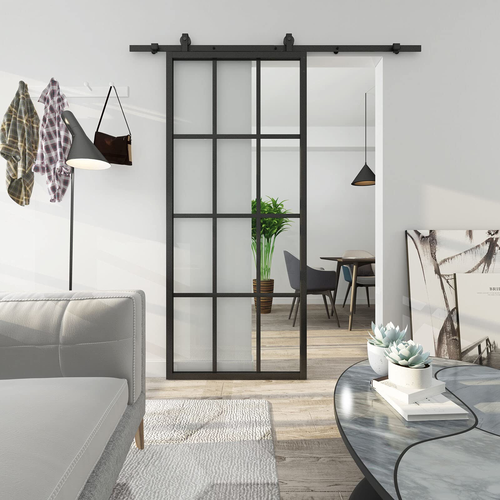 Buy JUBEST DIY Glass Sliding Barn Door, 36in x 84in Modern French Door