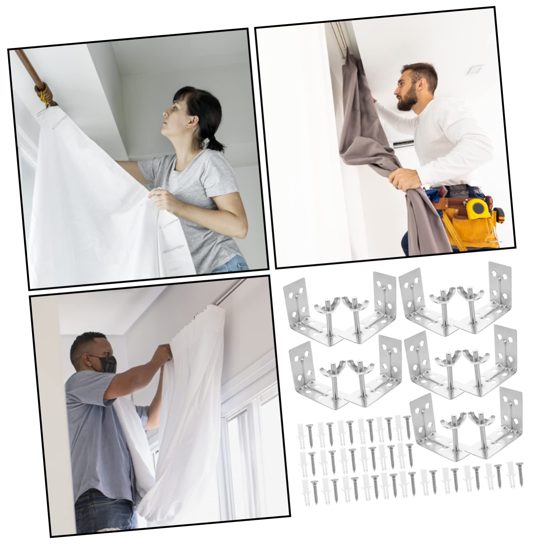 Mipcase 1Set Sturdy Plated Curtain Brackets Durable Accessories for Blinds Easy Installation for Home Use Fits Headrails and Louvers