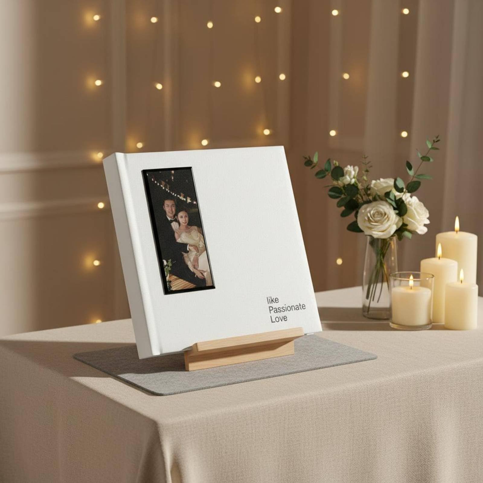 Sharplace Álbum de Fotos de Boda Álbum Libro Memoria Cuaderno Scrapbook con Estilo Elegante Tapa de Cuero PU Apertura Plana Mariposa Personalizable por, Blanco, Blanco, 10 10 Pulgadas 25.4 25.4cm