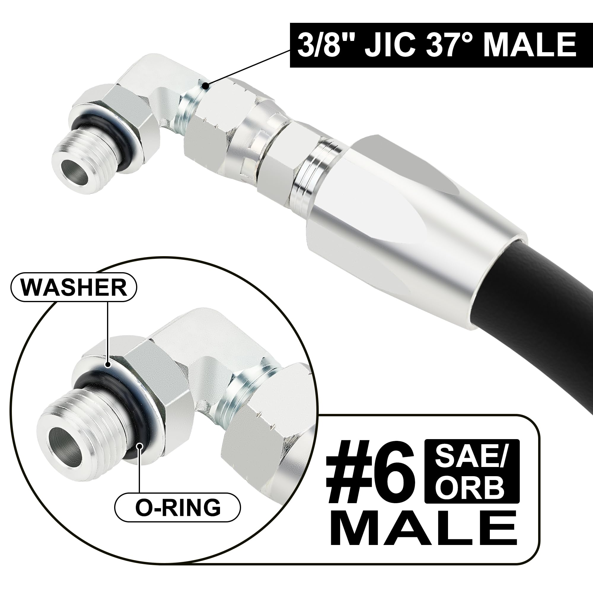 Amazon.com: ANCIMOON 5PCS 3/8'' Hydraulic Hose Fittings 90 Degree