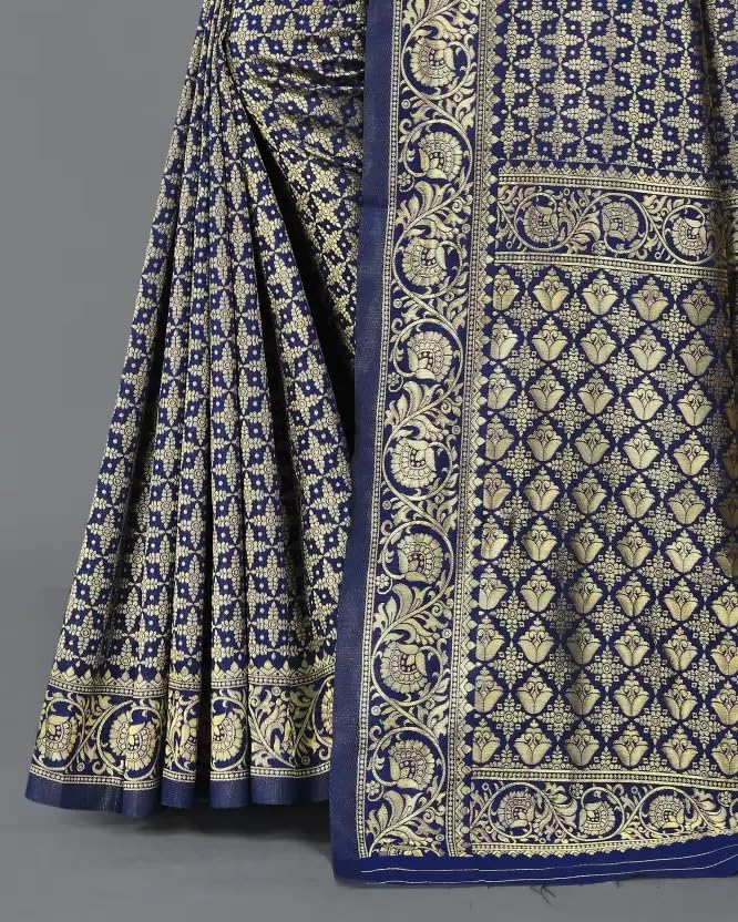 Image of StyleScope Women's Kanjivaram Banarasi Jacquard Silk Saree With Unstitched Blouse Piece (Silk Mix)