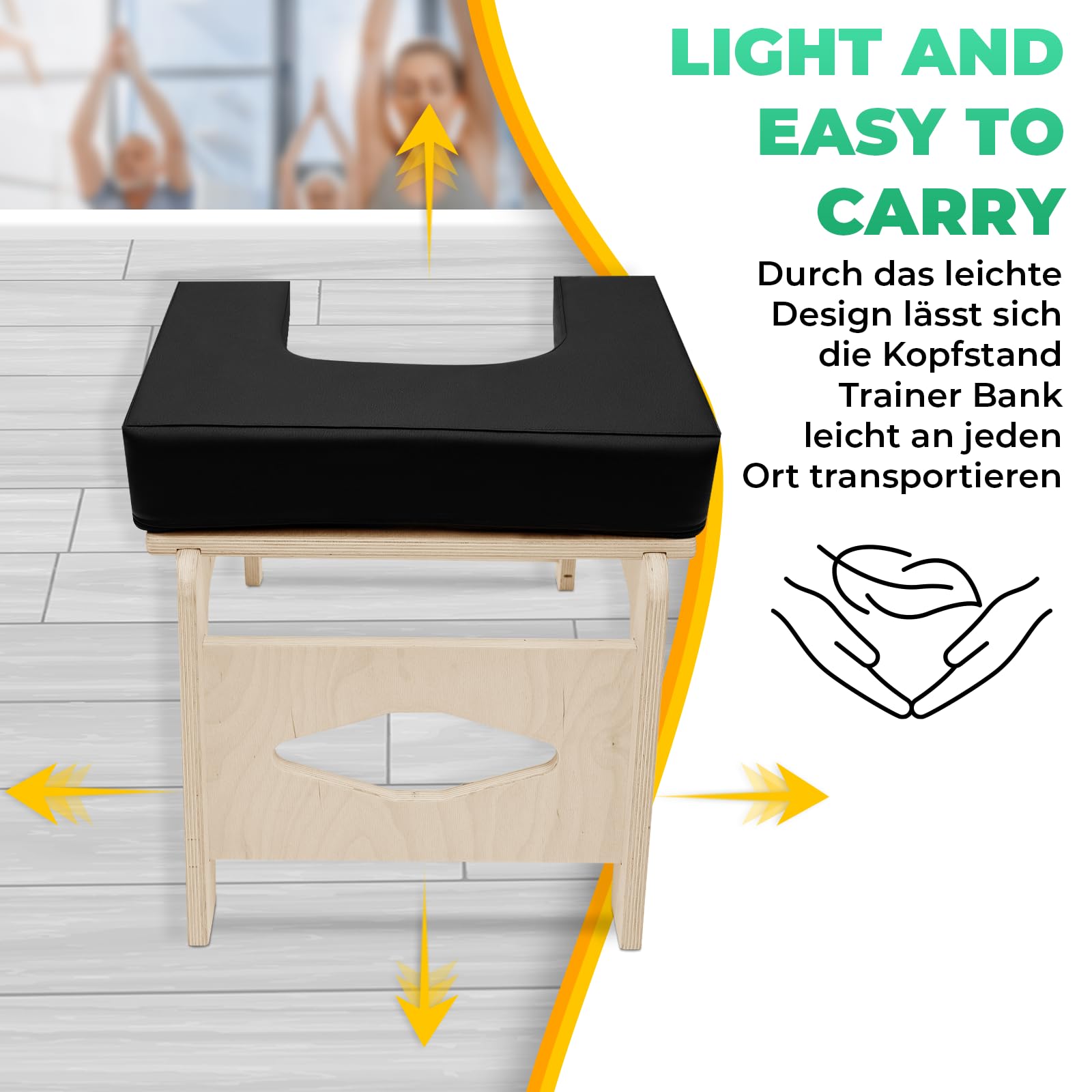 Sedia da yoga e poggiatesta Premium – Made in Europe – per fitness, meditazione e relax