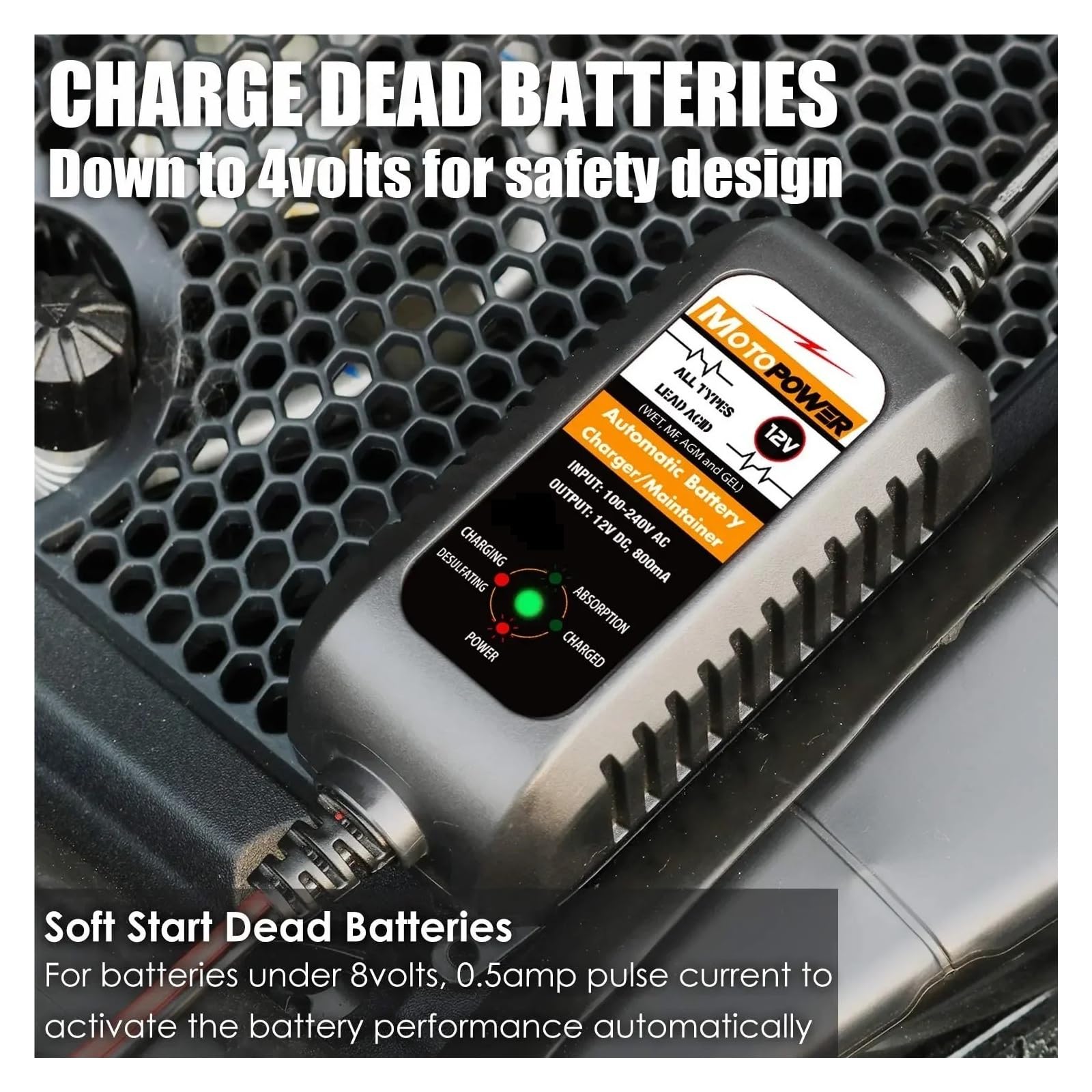 Ładowarka Baterii, 12 V 800 mA Automatyczna ładowarka do akumulatorów samochodowych i motocyklowych Smart Car