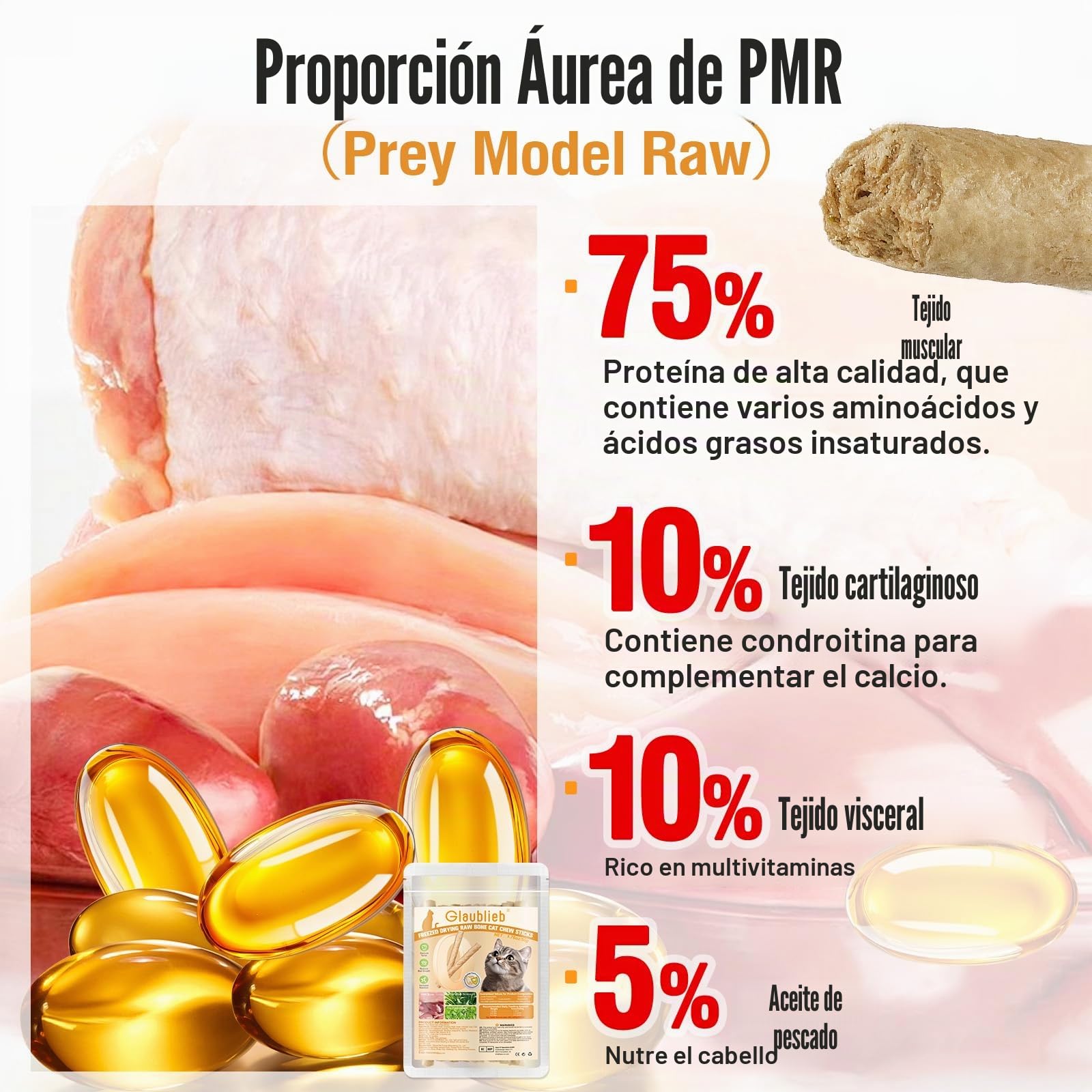 50g Palitos Masticar Liofilizadas para Gatos, Snacks Gatos Barritas Dentales contra el Mal Aliento y Acumulación de Sarro (50g)