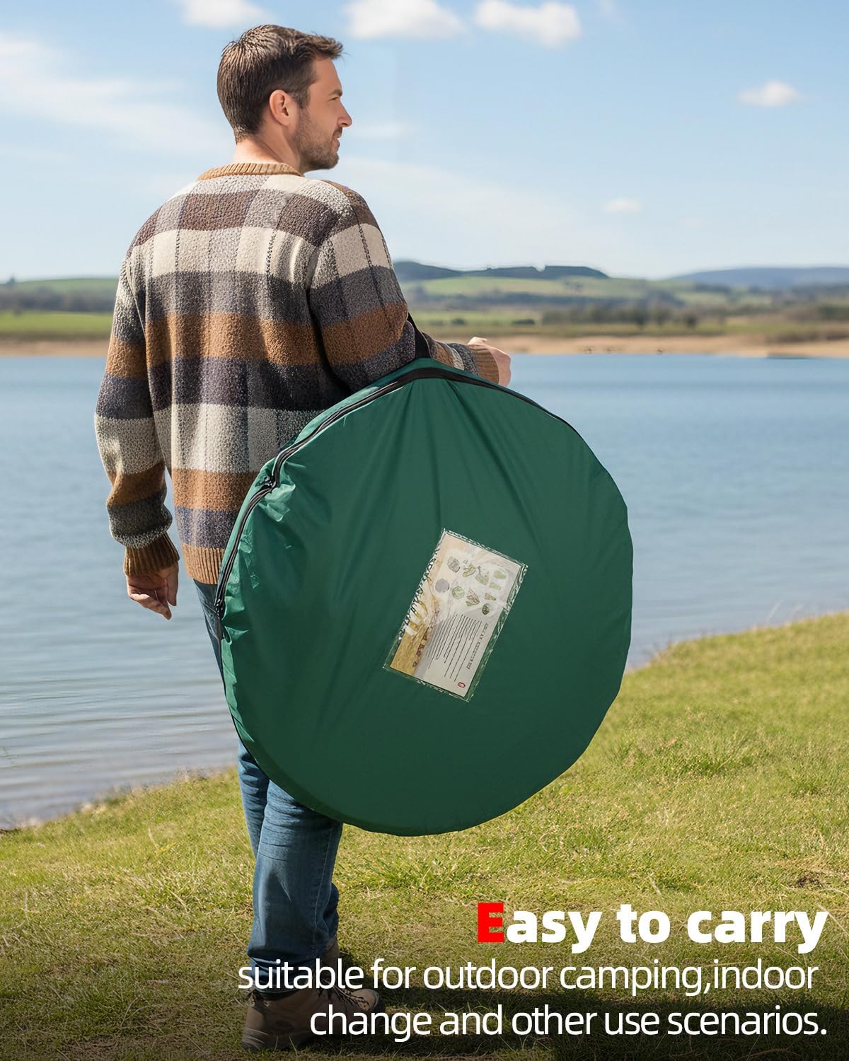 Abahub Pop Up Shower Tent, 59 x 59 x 74.8 in, Portable Instant Privacy Tents for Camping, Outdoor Changing Room with Removable Floor Mat & Rain Shelter