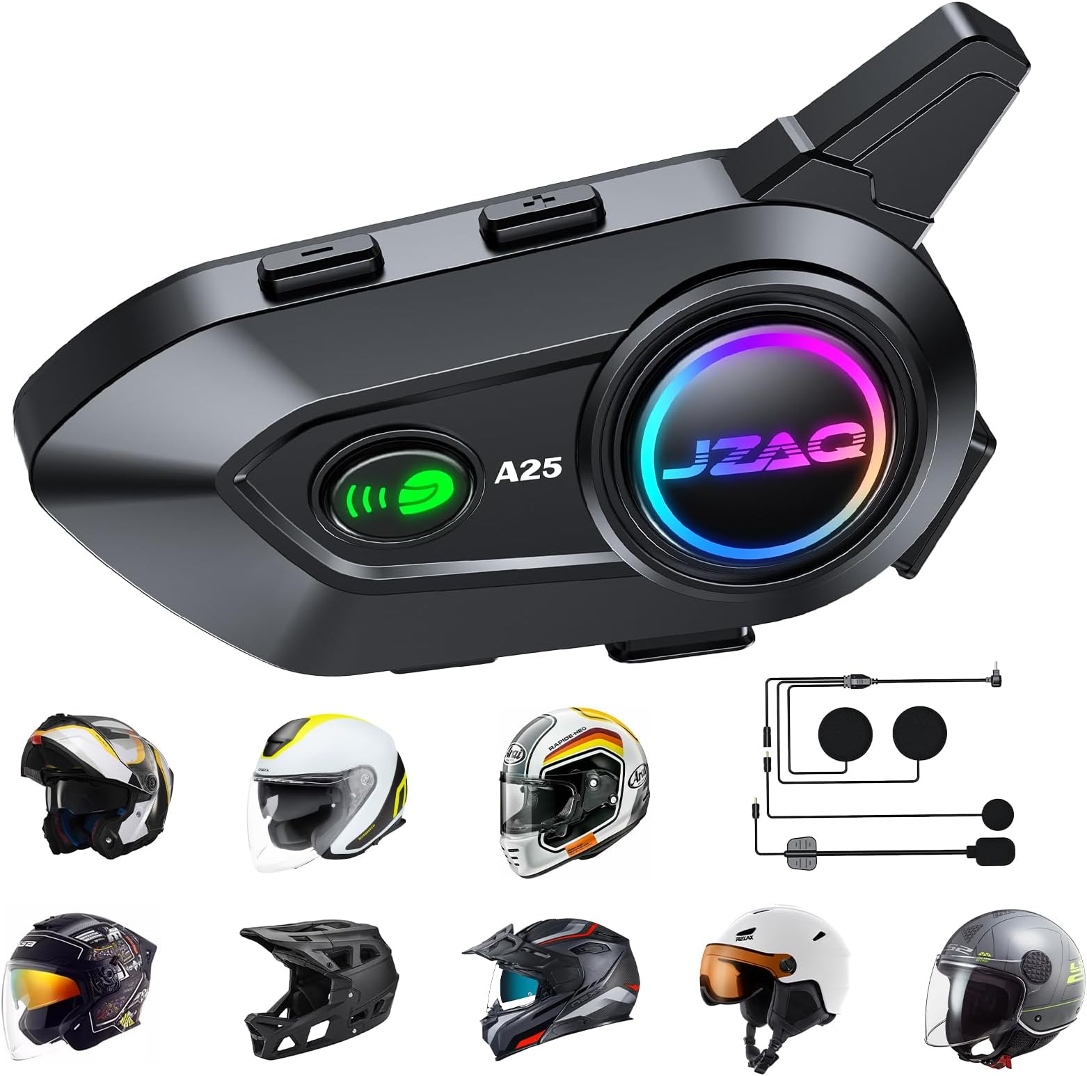 Motorcycle Helmet Bluetooth Headset Bluetooth Helmet Speakers & Intercom - 2 Rider Noise Cancellation Communication System for Motorcycle 1000mAh IP67 Waterproof