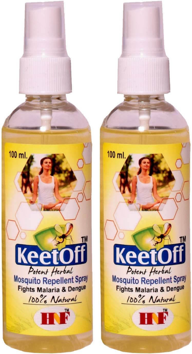 KeetOff Natural and Herbal Mosquito Repellent, Bug and Insect Repellent Body Spray for Babies, Kids & Adults; Herbal Mist (DEET & Aerosol Free) (Pack of 2)