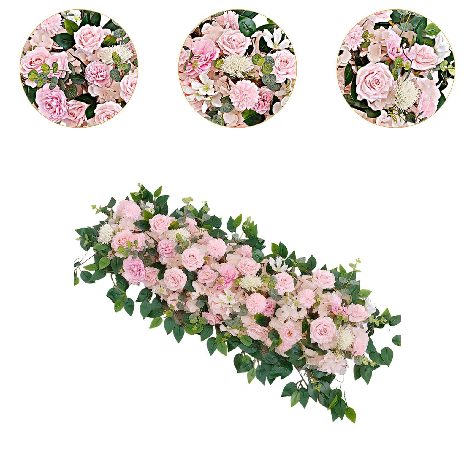 Kunstblumen Blumengesteck Handgefertigte Girlande Hochzeitstürkranz Künstliche Pflanzen für Festsaal Balkon Gartendekoration, Rosa