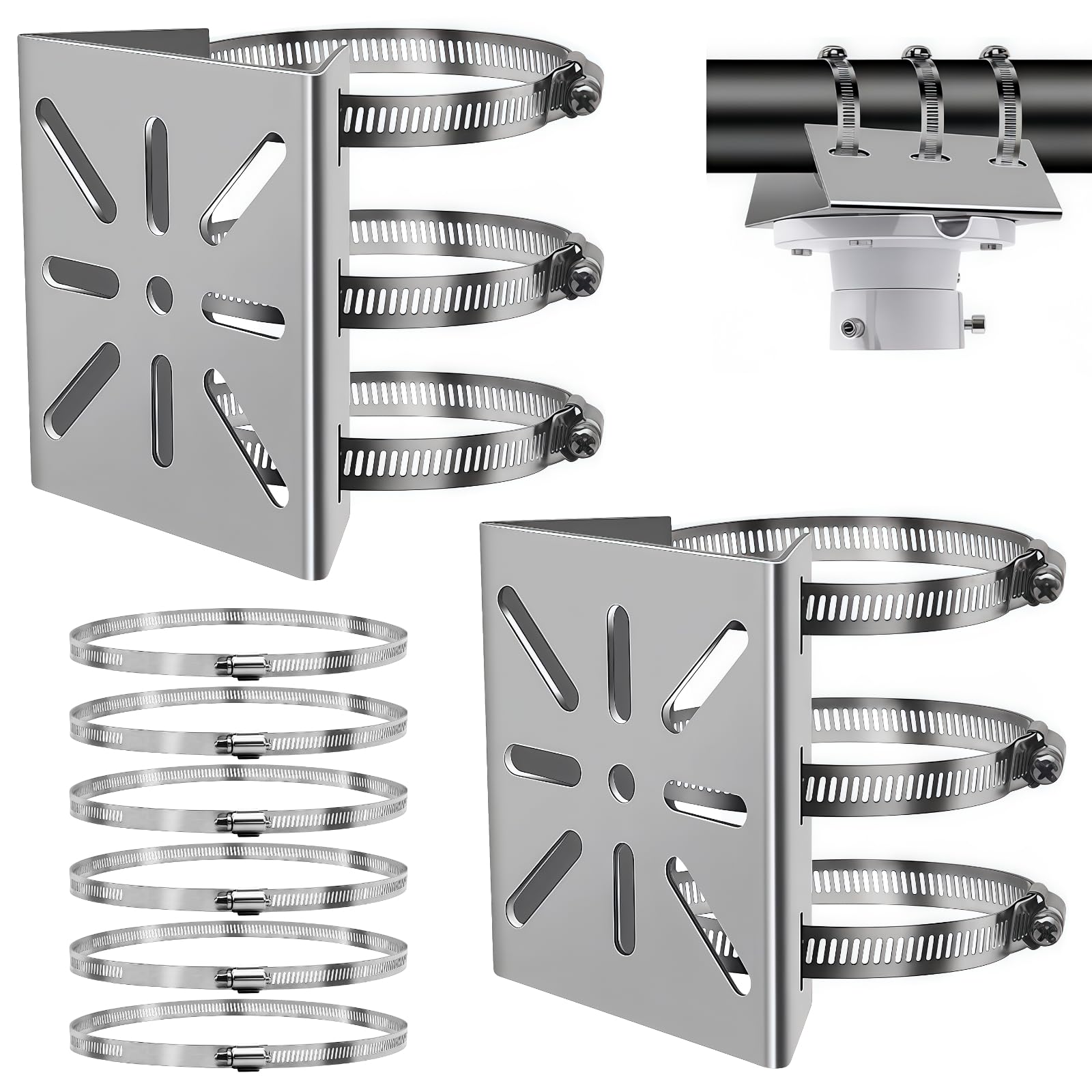 Generisch 2 STK. Kamera-Halterungsbügel-Set aus Edelstahl, Wandhalterung für Cam, verstellbares Design mit Schrauben, kompatibel mit Mehreren Kameramodellen, für Außenbereich, Wand und Decke