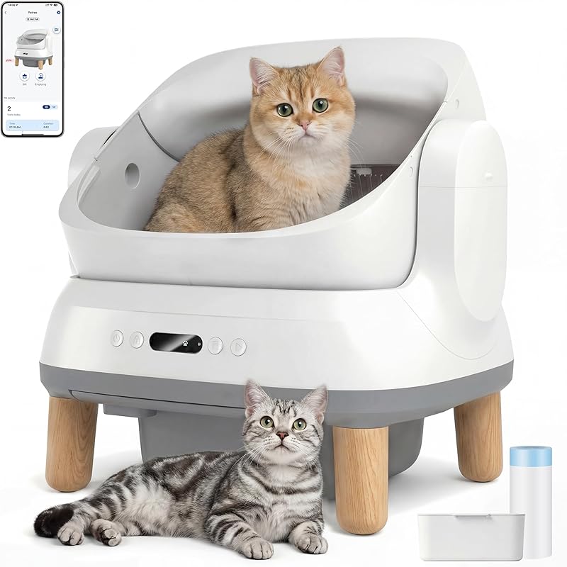 Devoko Litière pour Chat autonettoyante, litière autonettoyante Automatique et bac à litière Chat av