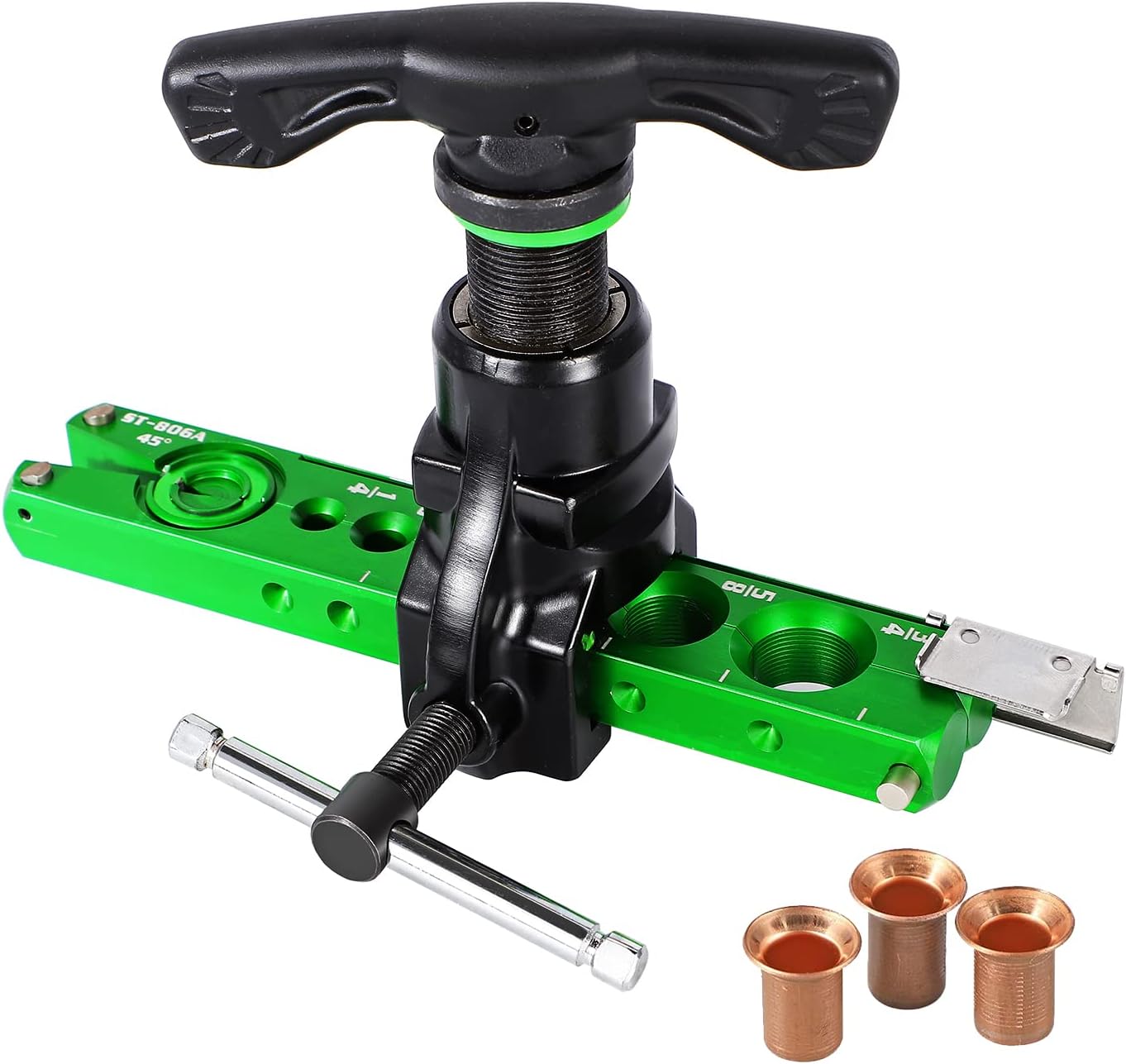 Flaring Tool 1/4”-3/4” HVAC Single Flare Tool 45° Eccentric Tube Flaring Tool with Clutch Limit Piece for Copper Aluminum Tubing (one piece)