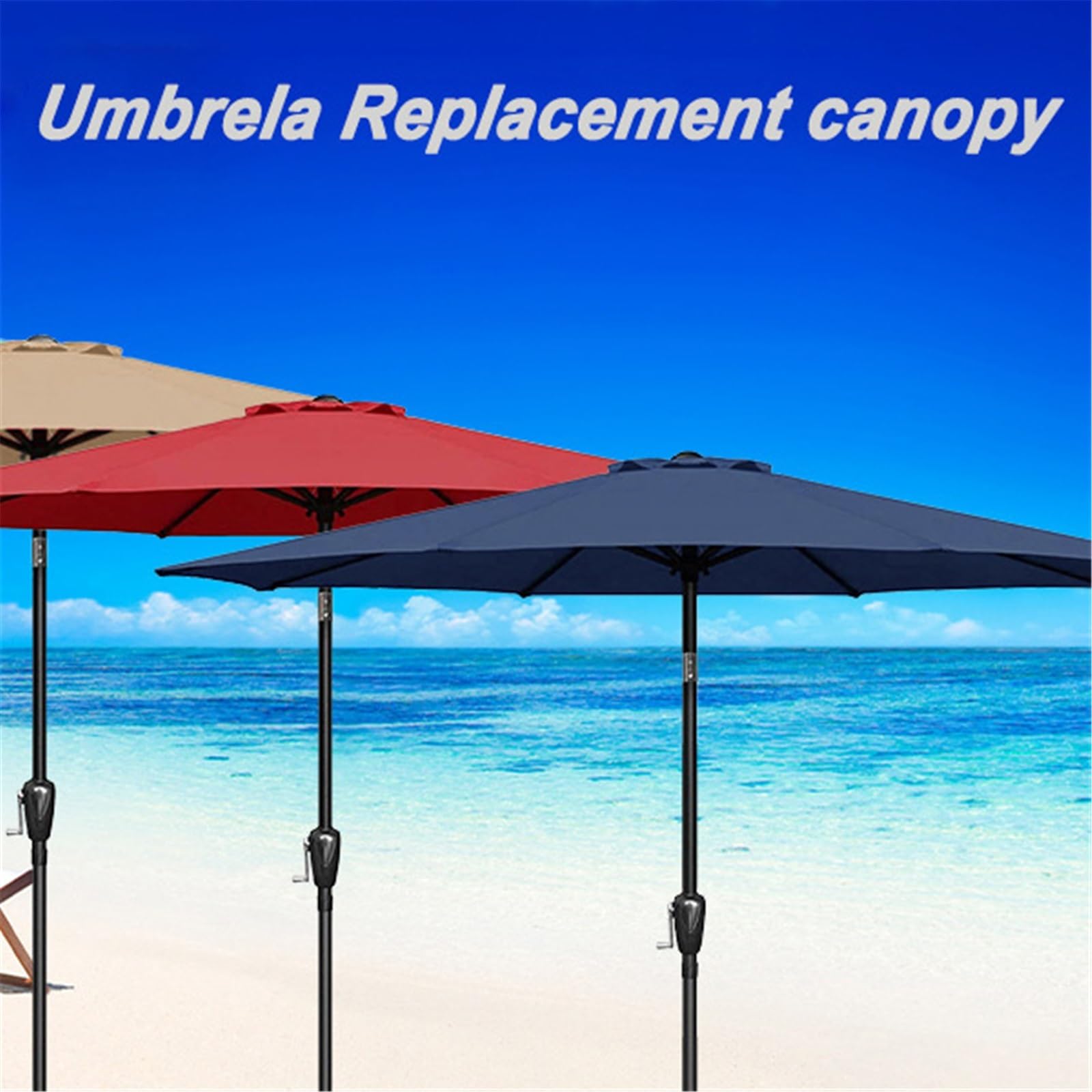 Waterpof - Toldo de repuesto resistente con protección UV para mesa de jardín y patio, pantalla para muebles de exterior, se adapta a 6/8 varillas