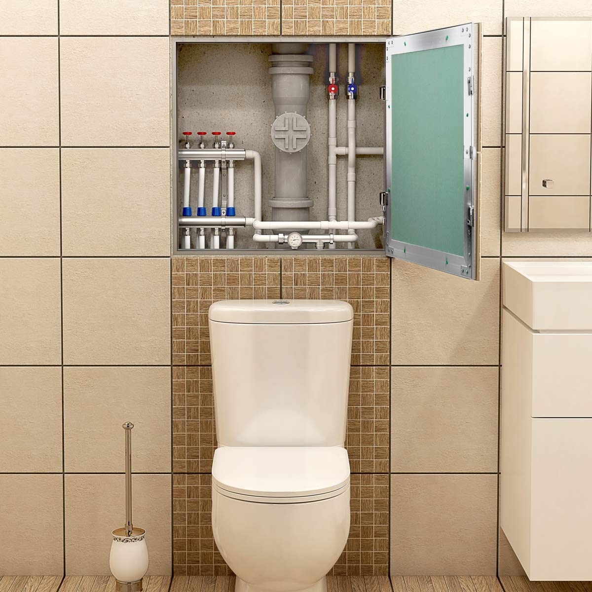 ECD Germany Pannello di Accesso Controllo Ispezione Sportello Manutenzione Pulizia Porta Infisso Inserto in Cartongesso Telaio Alluminio di Costruzione a Secco Adatto ad Ambienti Umidi 15x20 cm Verde