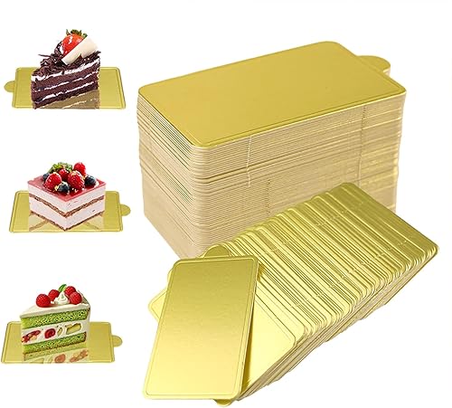 Abnaok Mini tableros para tartas de cartón dorado, base de mousse para pasteles, 100 unidades, tablero de papel para tartas, platos de diserte,