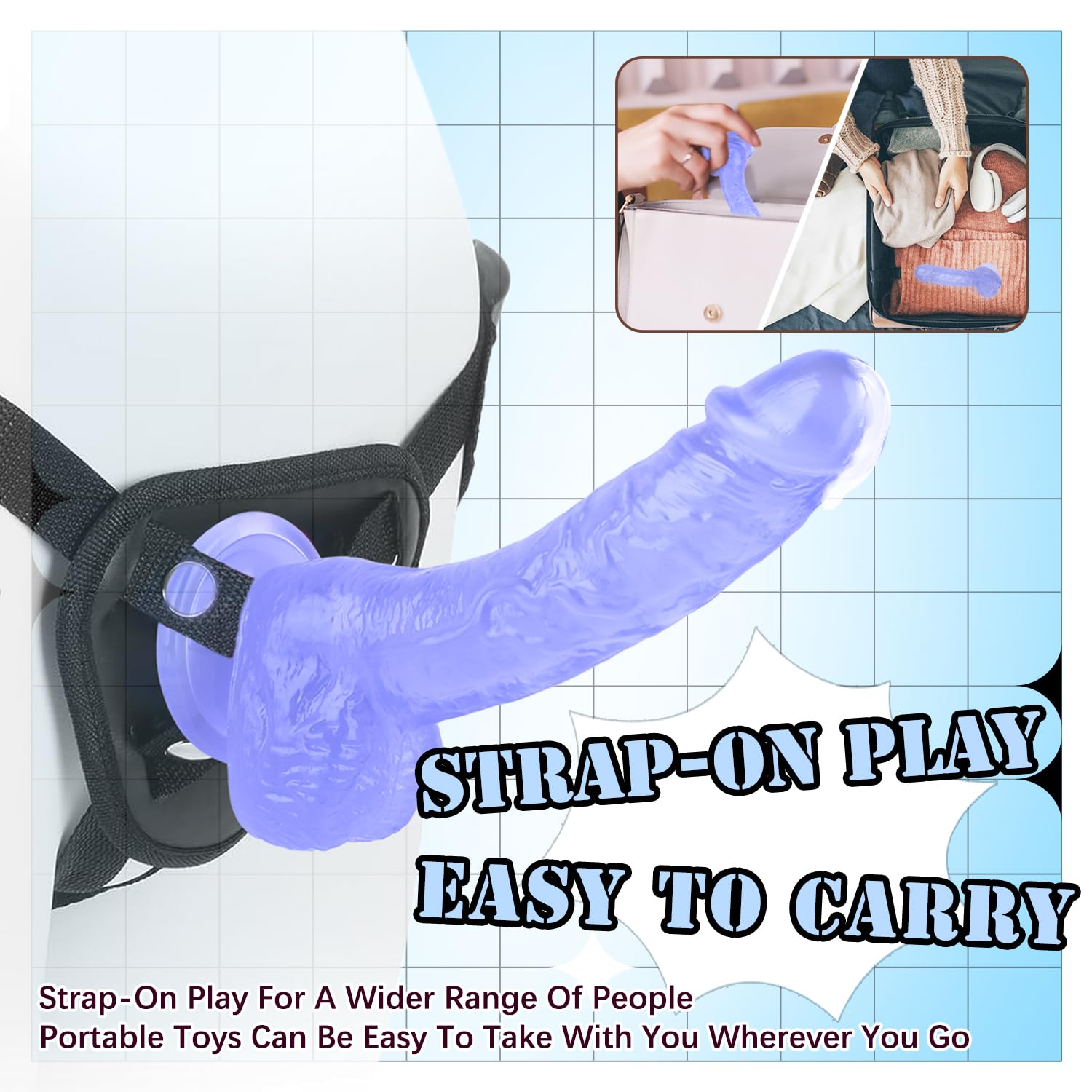 7 Inch Soft  Dildo, Realistic Silicone Medium Anal Dildos Stimulation Vaginal G-Spot and Anal, Safe Material Lifelike Men Penis with Strong Suction Cup, Adult Sex Toys for Women/Beginner Sexual: Blue