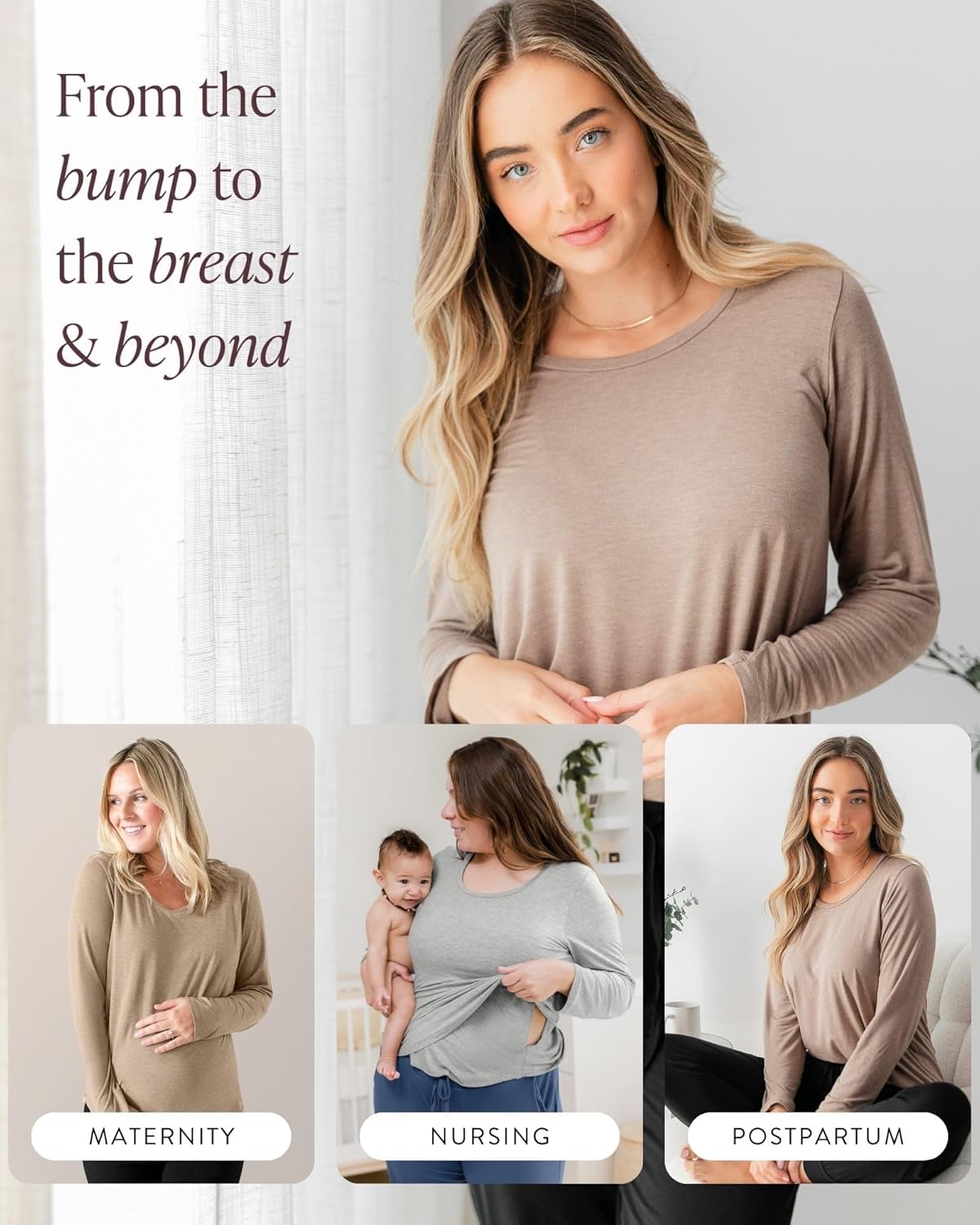 Kindred Bravely Riley Maternity & Nursing Nightgown, Ribbed Postpartum Pajamas