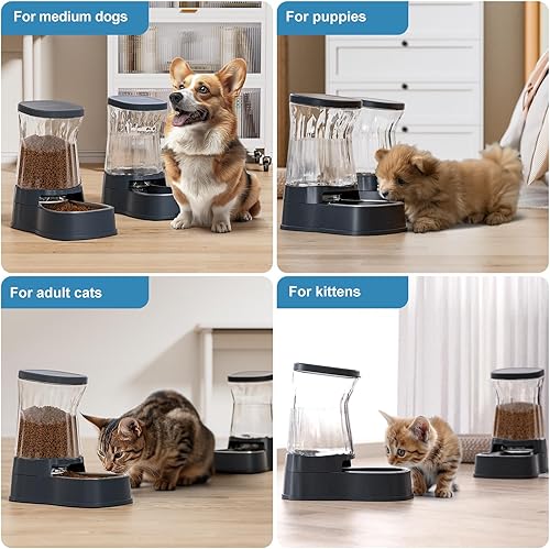 Miniatura 7 de Gardner Pet - Dispensador automático de agua por gravedad para perros, bebedero y alimentador de acero inoxidable, 100% libre de BPA, tazones de