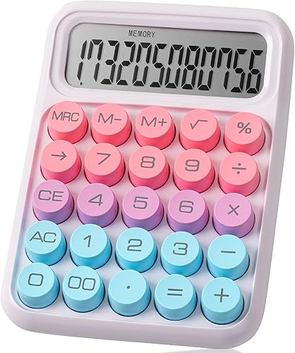 Miniatura 21 de Mr. Pen - Calculadora de interruptor mecánico, 12 dígitos, pantalla LCD grande, botones grandes de calculadora púrpura Púrpura,Azul,Cítricos