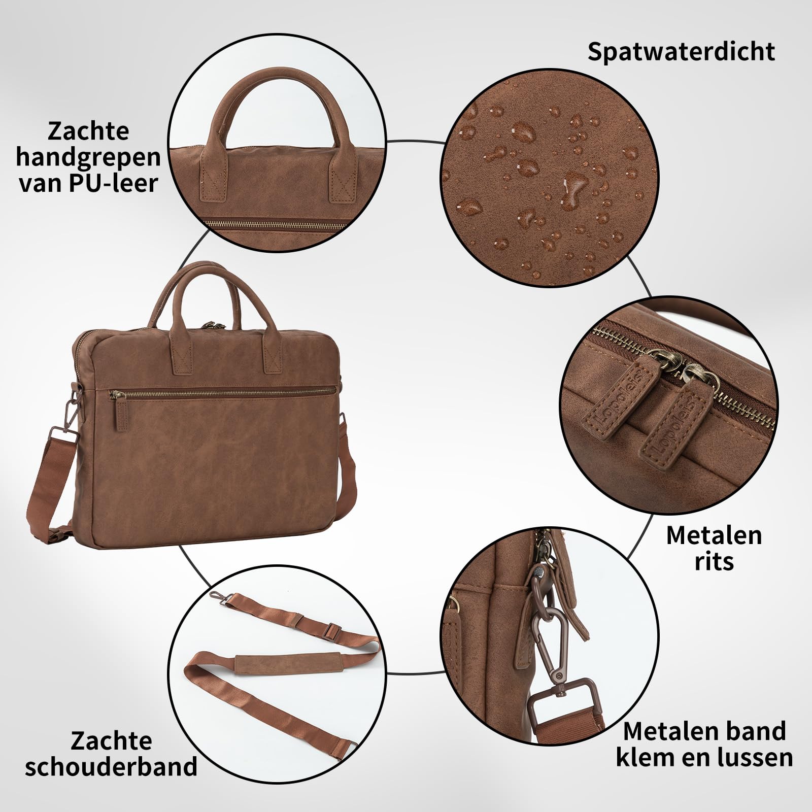 Laptoptasche, Arbeitstasche Herren und Damen PU Leder, Laptop hülle Business Handtasche Tragetasche, Laptophülle, Laptop Tasche mit Griff
