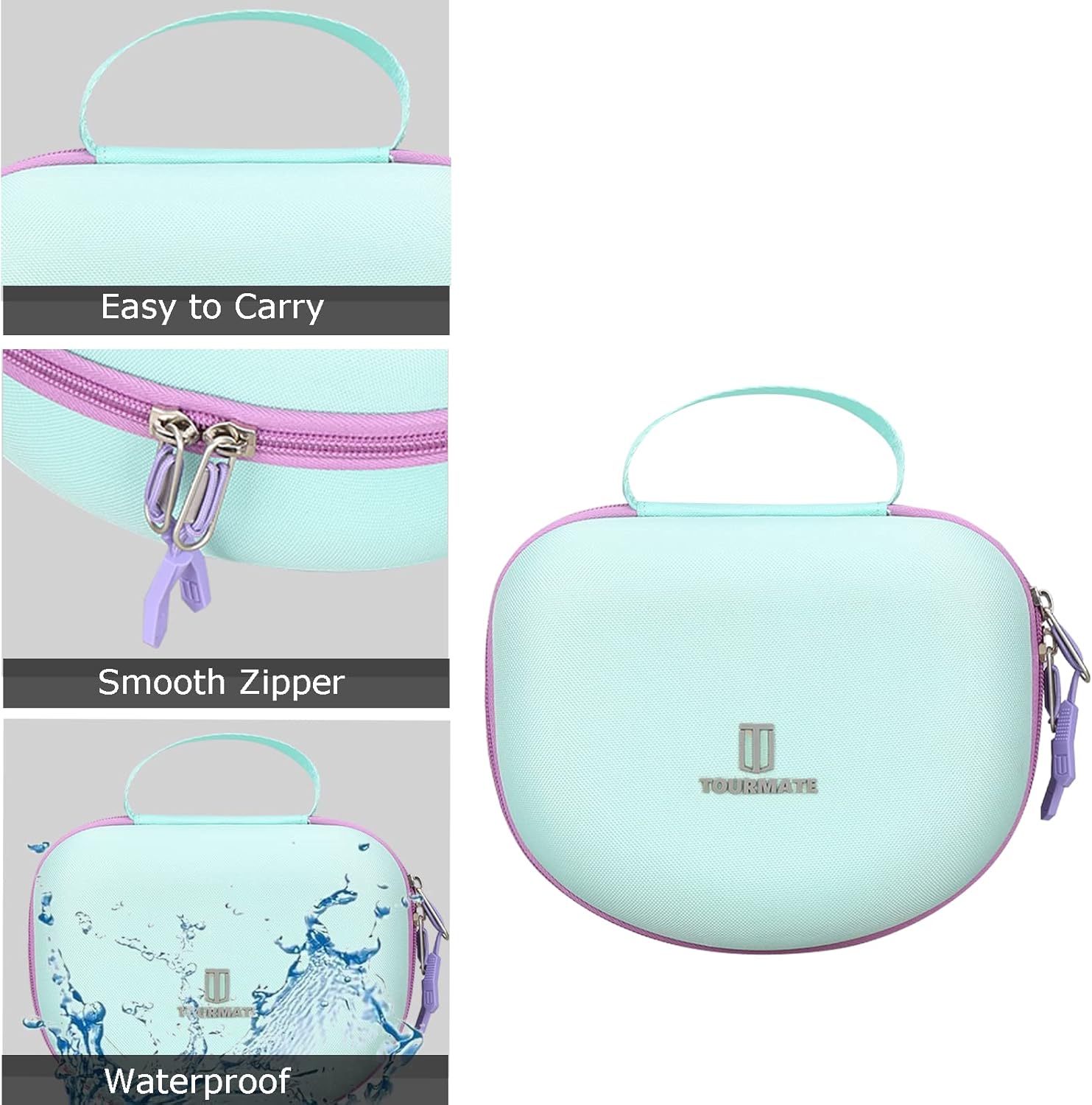 Hard Travel Case for Riwbox CT-7 CT-7S / iClever HS01 / FosPower Cat Ear LED Light Kids Wireless Headphones, Protective Carrying Storage Bag (Purple&Green Box for Sale) - Image 5