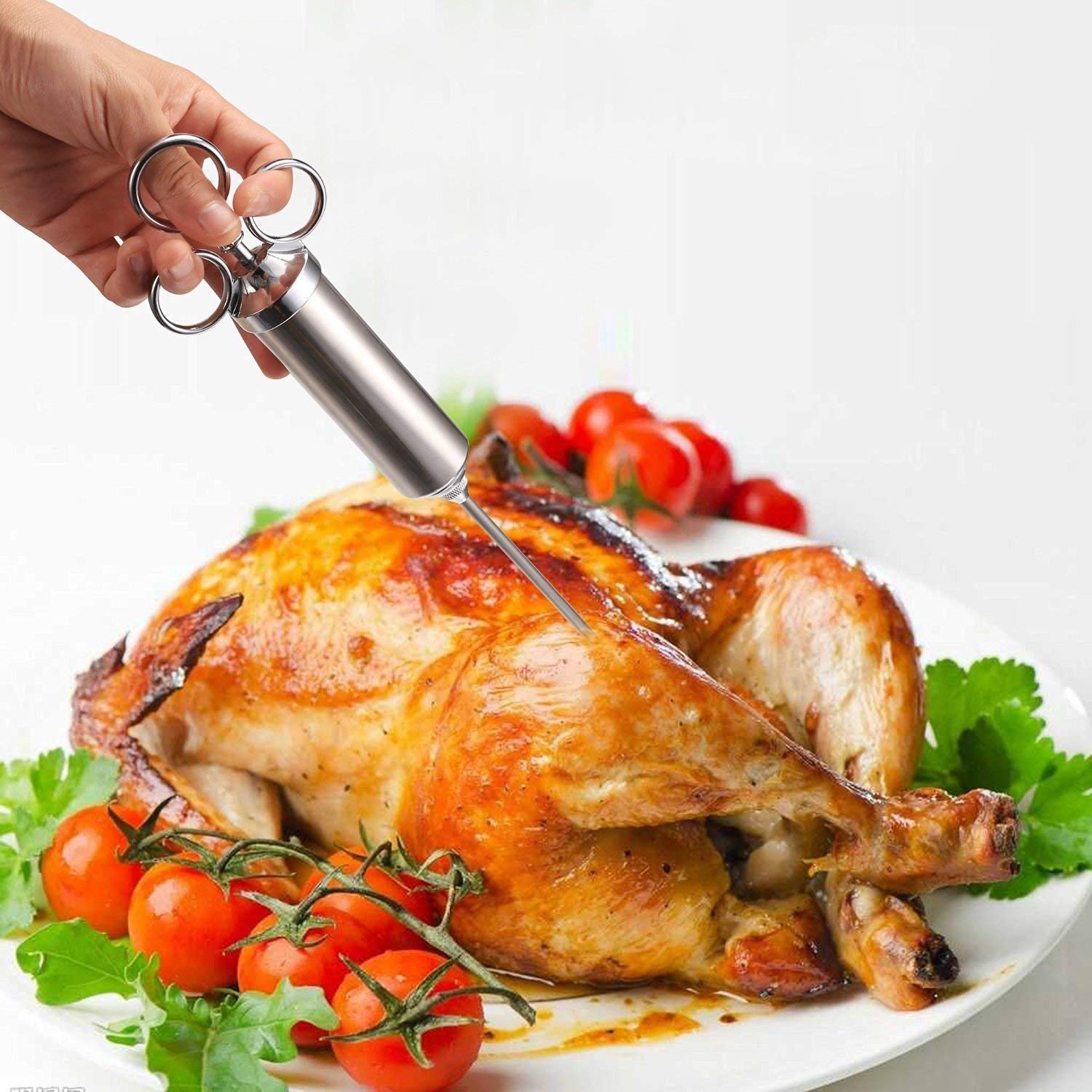 Premiala Injecteur à Marinade Inox 304 60 Ml – 4 Aiguilles + Paille + Joints + EBook En Français – Le Meilleur Pour Viande Juteuse BBQ