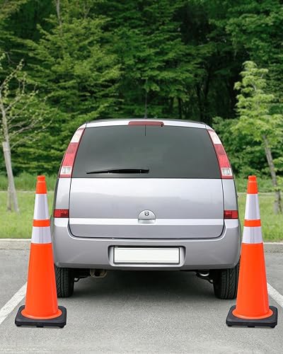 Miniatura 8 de Paquete de 6 conos de tráfico de PVC extra grandes de 36 pulgadas con base resistente, conos de seguridad de alta visibilidad para todo