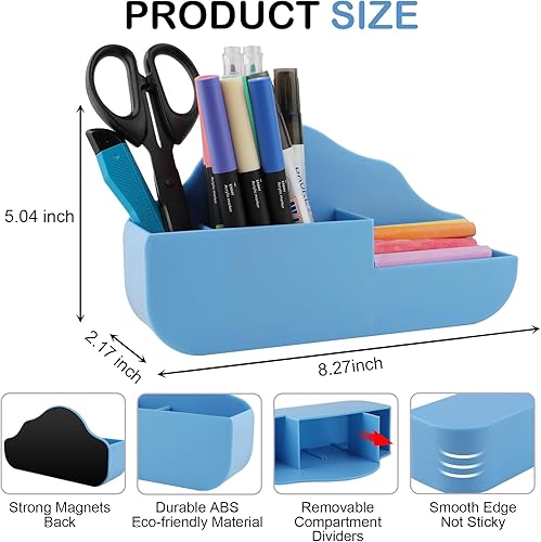 Miniatura 121 de Soporte magnético para bolígrafo, paquete de 2 soportes magnéticos de borrado en seco con compartimentos generosos, marcador de almacenamiento Verde