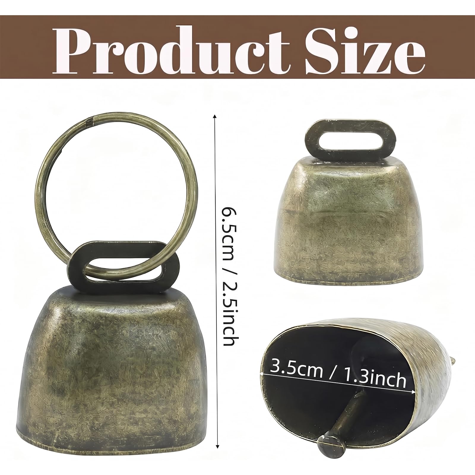 4pcs Campane in metallo antico,campane anti-smarrimento,per mucca, cavallo, pecora, rame, bovini,per animali domestici