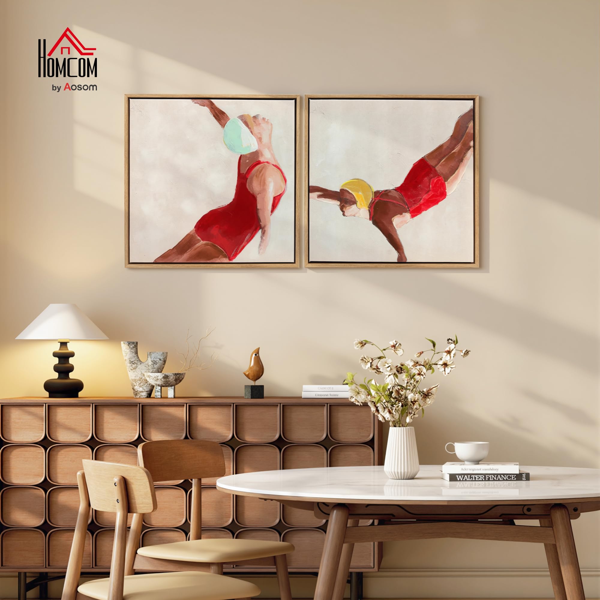 HOMCOM Set di 2 Quadri su Tela Wall Art Moderna Stampa Artistica 40x40 cm | da Parete, per Soggiorno e Salotto, con Ganci Inclusi
