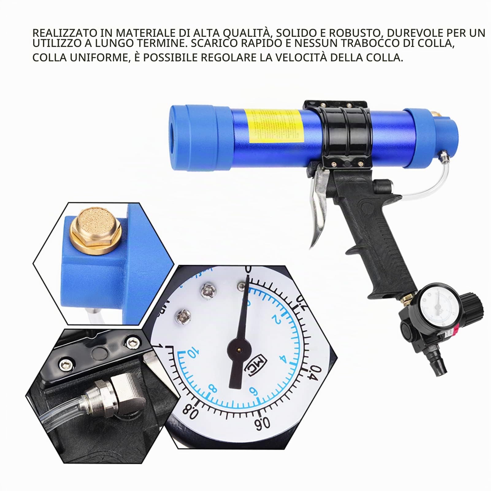 Applicatore Pneumatico 310 ml, Pistola Pneumatica per Silicone, Versatile per la Riparazione di Sigillature