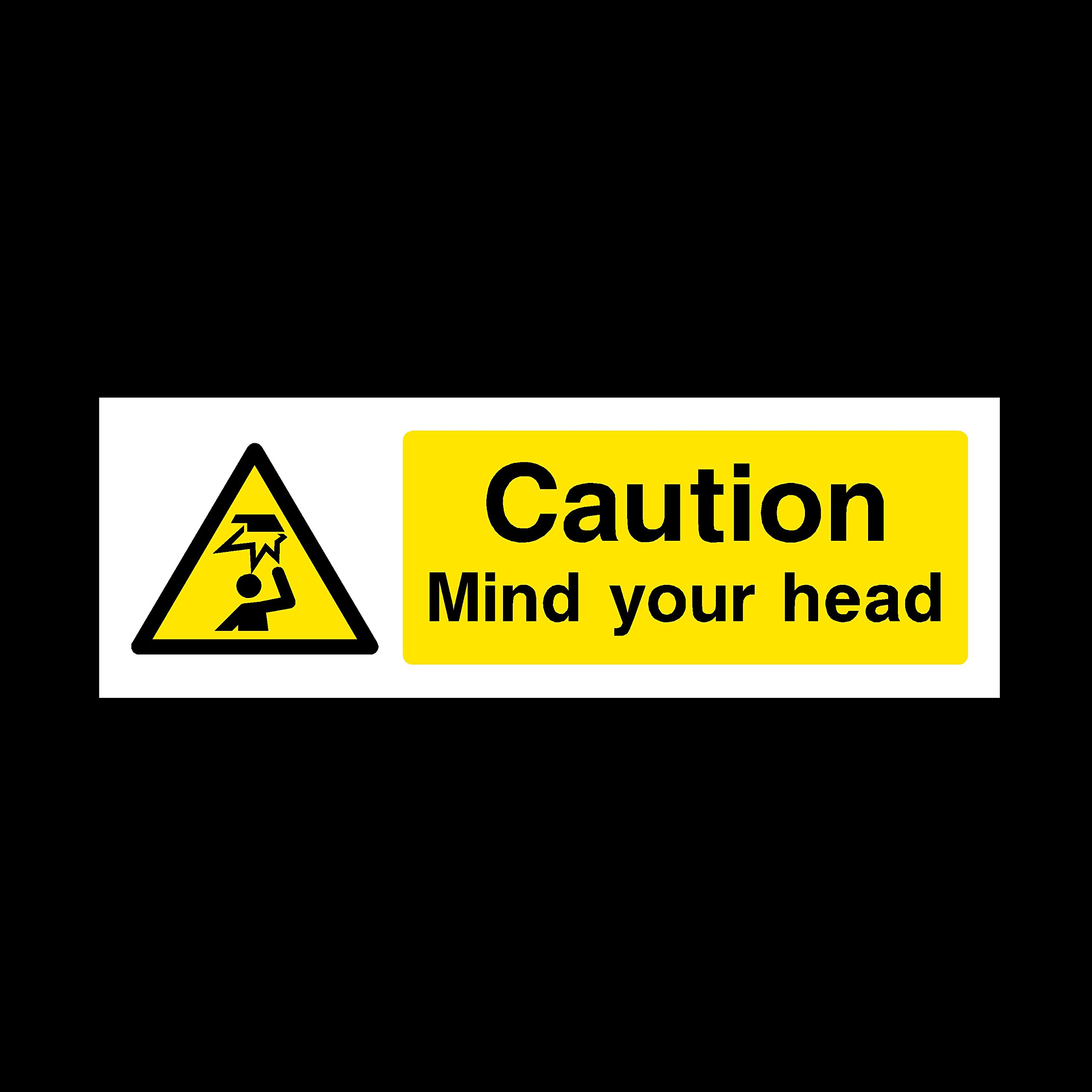 Caution Mind your head Plastic Sign with 4 Pre-Drilled Holes - Warning Mind head/mind step (WG19)