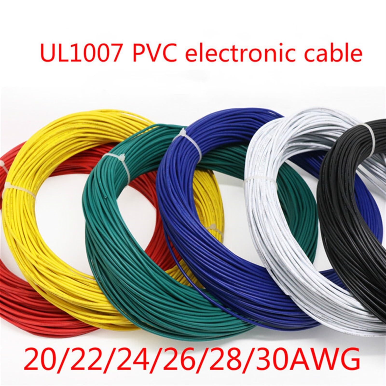 Outdoor Extension 5 Meters UL1007 Tinned Copper Wire PVC Electronic Cable 1007 20AWG 22AWG 24AWG 26AWG 28AWG Wire Solar sheathed(Color:Red,Size:5meter 24AWG)