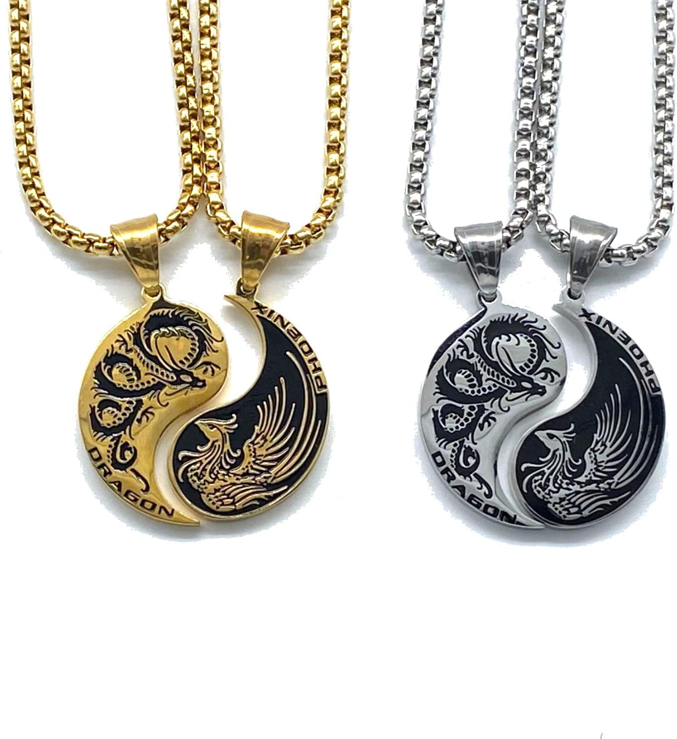 Tapp Collections Dragon Yin Yang 2 Pendant Necklaces Set