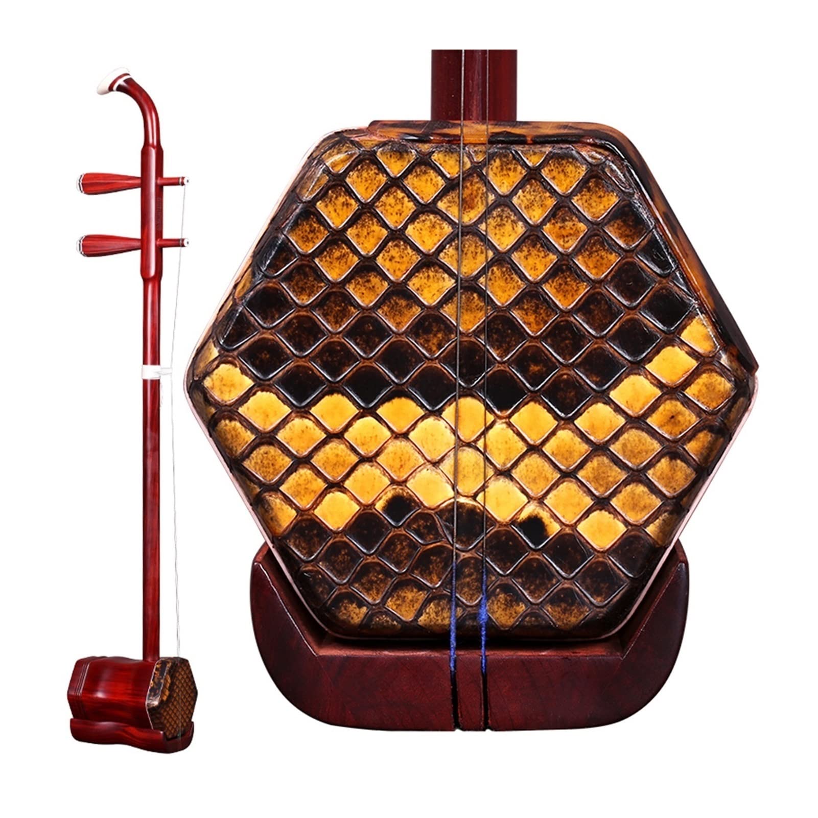 TSTS Rosewood Erhu Ture Golden Flower Python Skin Erhu Chinese Instrument Erhu Instrument (Color : Blank Pole Erhu)