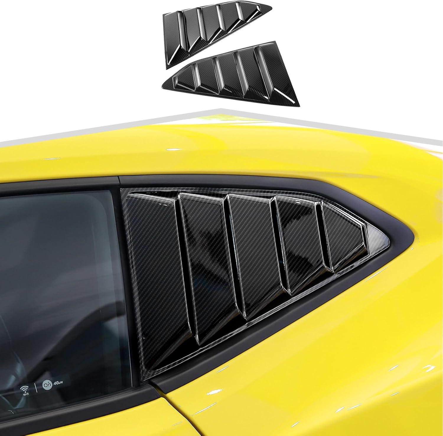 Carbon Fiber Rear Side Window Louvers Air Vent Scoop Shades Cover Trim Accessories Compatible with Chevrolet Camaro 2017 2018 2019 2020 2021 2022 2023