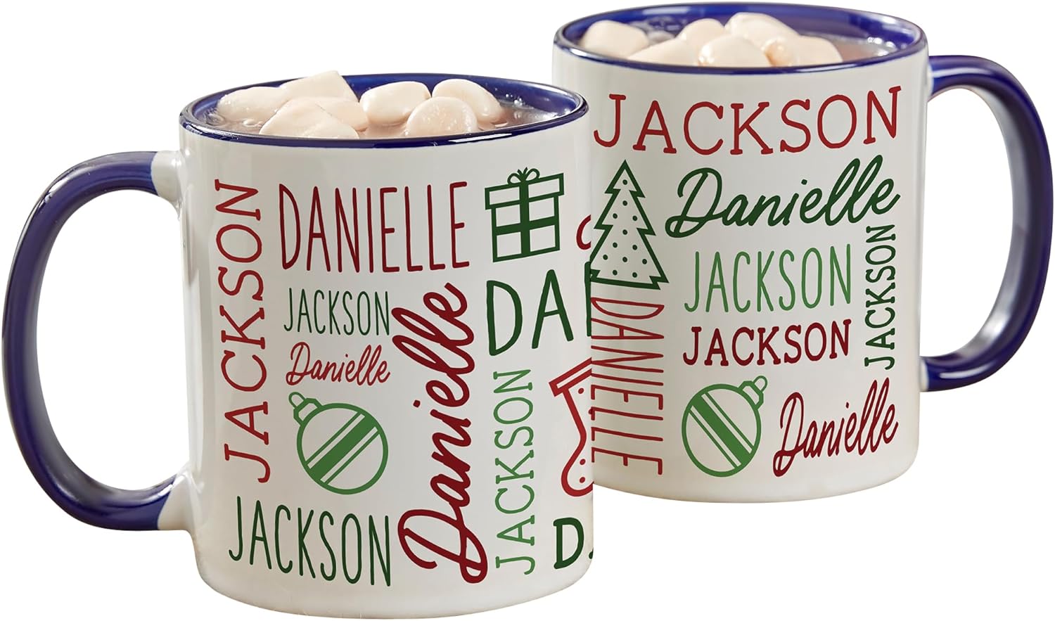 Personalization Universe Holiday Repeating Name Ceramic Personalized Coffee Mug, Customizable with 19 Names, Perfect Christmas Coffee Cup, Ideal for Hot Beverages, Dishwasher Safe - 30 Oz. Mega