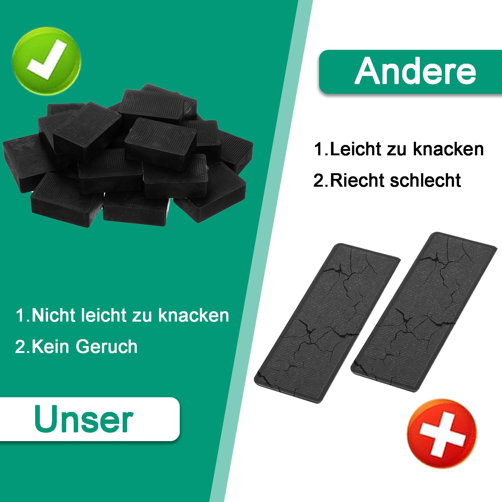 Distanziatori in Plastica, 25 Pezzi Set di Distanziatori per Vetri in Plastica, 60 x 40 x 20 mm Distanziale per Piastrelle, Distanziale per Mobili Set, per Mobili, Porte e Finestre, Nero