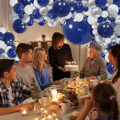 Miniatura 8 de 145 globos de color azul marino y plateado y 142 globos rojos, blancos y azules para cumpleaños, béisbol, temática náutica, fiesta, fiesta,