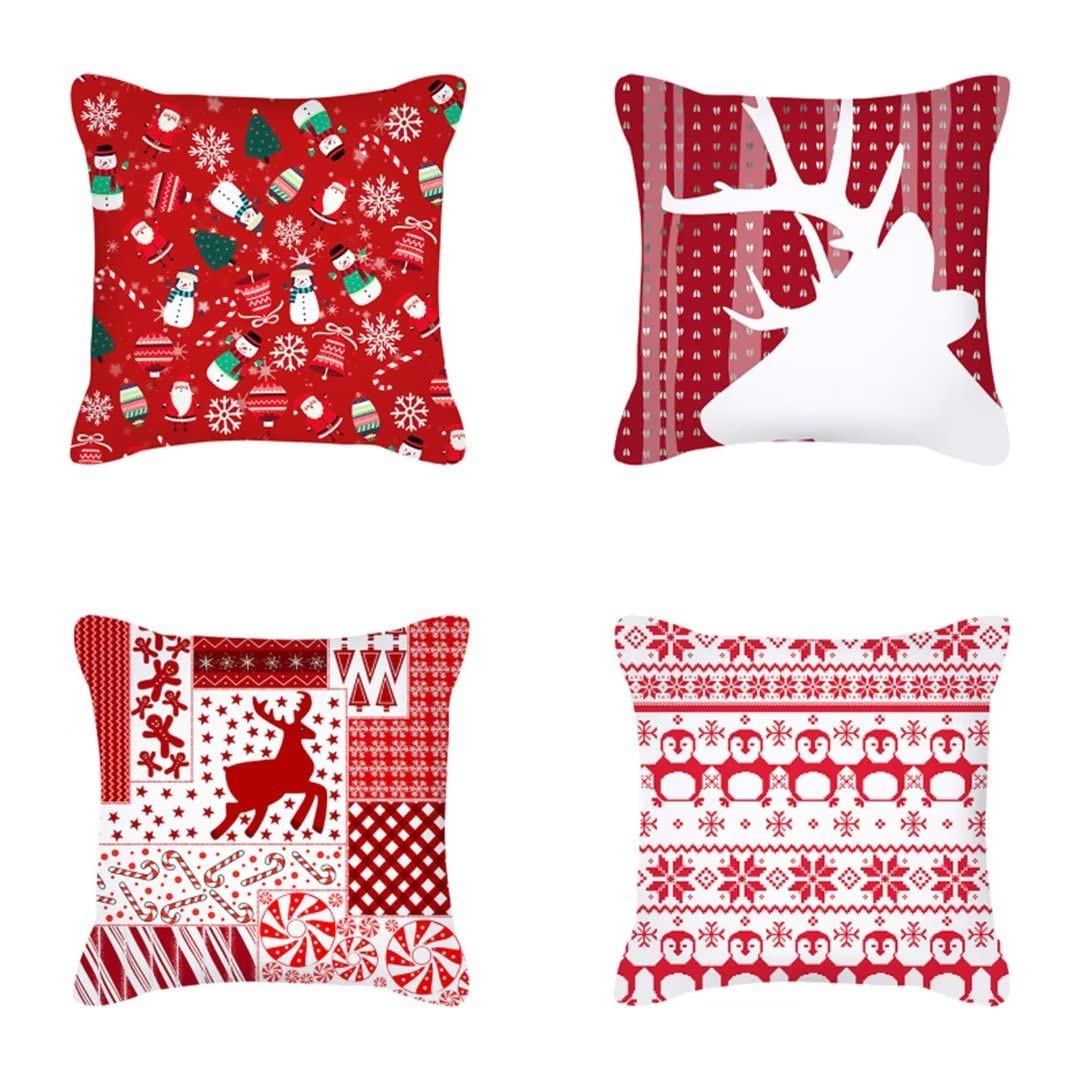 Housse de coussin Noël 40x40 en velours rouge pour réchauffer l'ambiance du salon