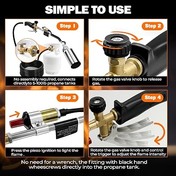 Propane Torch Weed Burner, Weed Torch with 10FT Hose, High Output 2,500,000 BTU Blow Torch with Flame Control and Turbo Trigger Push Button Igniter for Garden,Wood, Snow,Road (Sliver and Black)