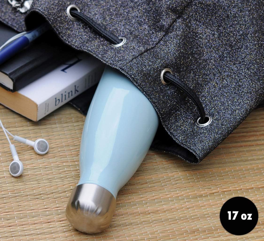 MIRA 17 oz Insulated Water Bottle - Stainless Steel Cola Shape Thermo - Double Wall Hot & Cold Flask (24Hr Cold/12Hr Hot) - Pearl Blue - Image 7