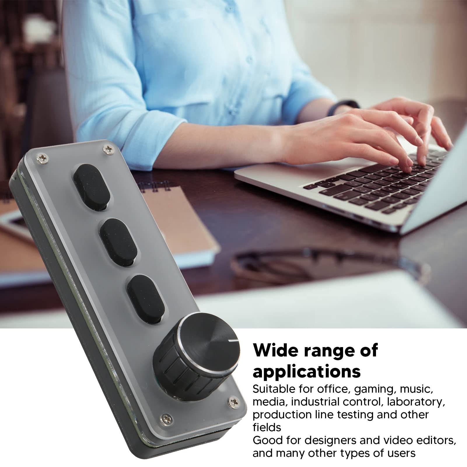 Zunate Mini Macro Pad a 3 Tasti, Tastiera da Gioco con Manopola, modalità USB Cablata e Bluetooth Wireless, Tastiera Programmabile Fai-da-Te Silenziosa in Silicone per Il Lavoro